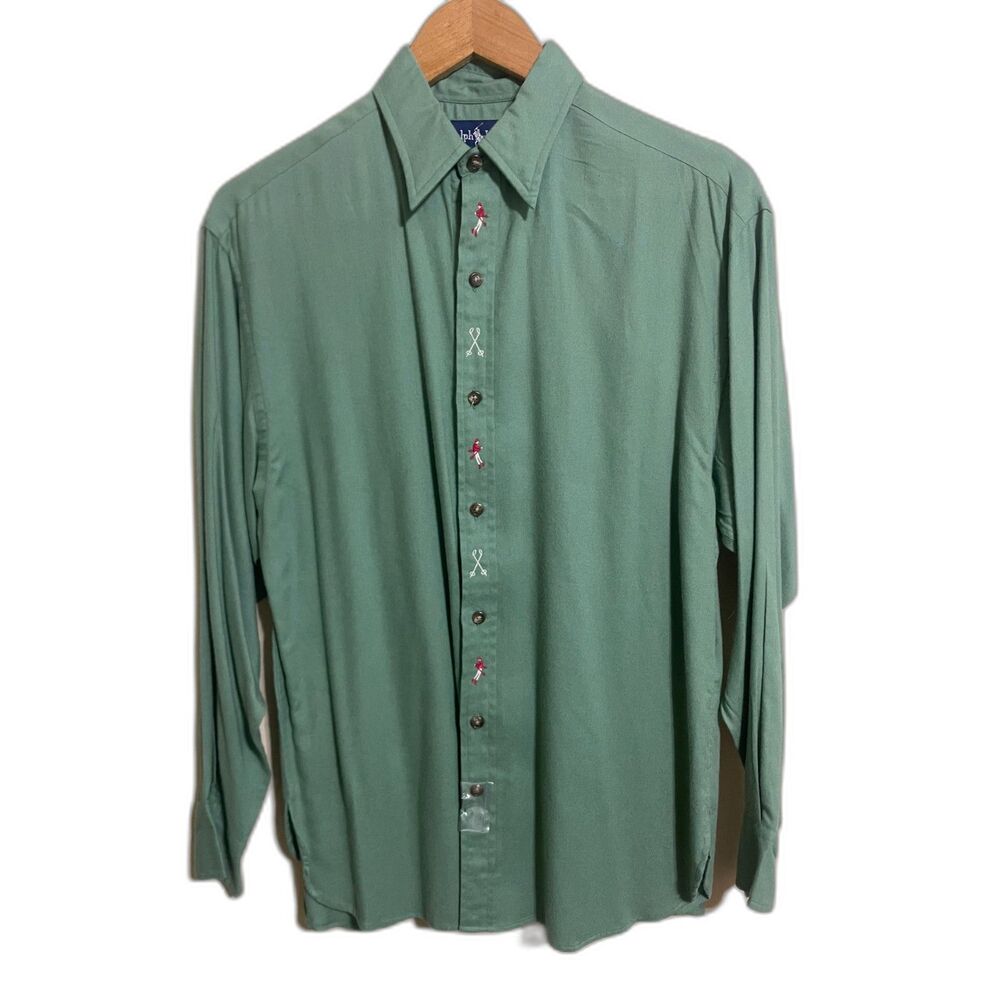 Ralph Lauren vintage deadstock button up embroidered skier winter sz 6 green
